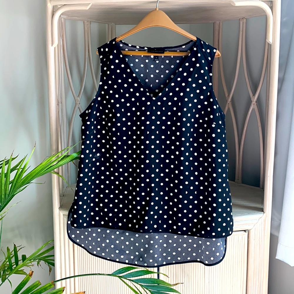 Lane Bryant sleeveless. Size 16. Black with white polka dots.